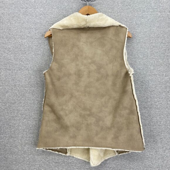 Have Vest Womens Medium Tan Faux Suede Faux Fur Lined Pockets Casual Soft Open - Picture 3 of 11